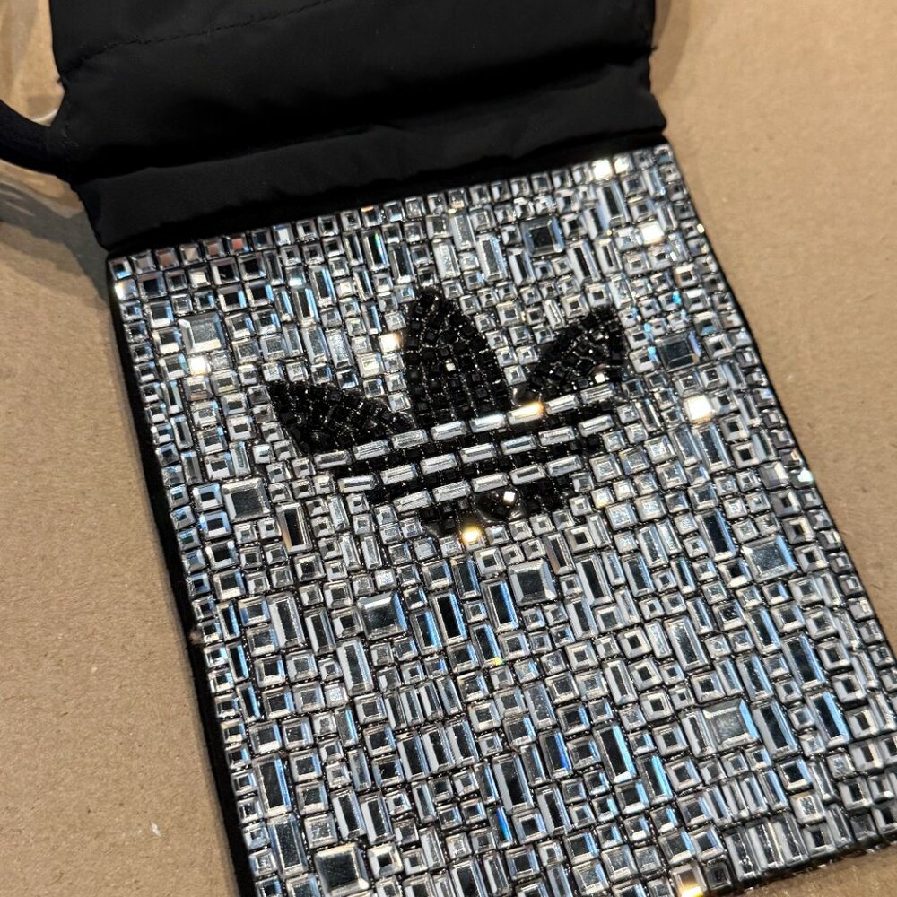 Adidas Rhinestone Drawstring Pouch Silver Metalli… - image 4